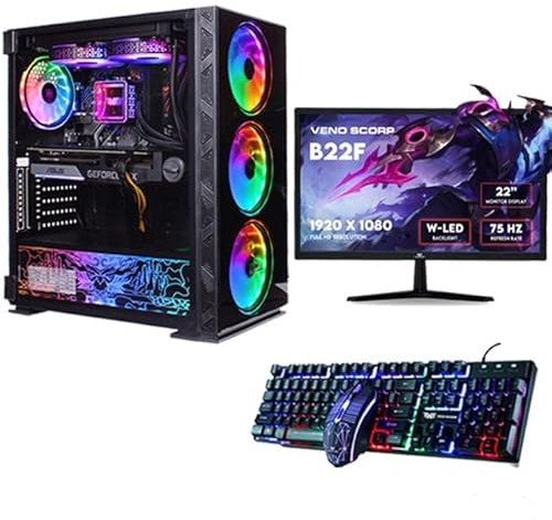 Veno Scorp Budget Gaming PC 22” Bundle Intel Core i5 3rd 16GB RAM - 500GB HDD – 256GB SSD – RX550 4GB NeonZilla ARGB Case - WINDOWS 10