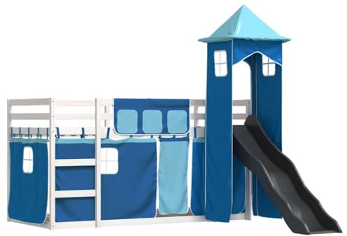 Gecheer White Pine Wood Bunk Bed with Slide for Kids 6+ - 90x190 cm Mattress Included Model3284210