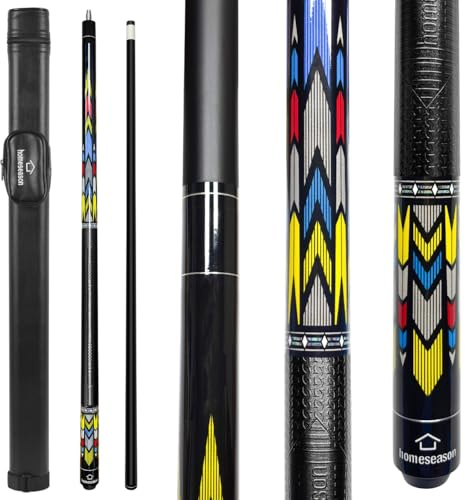 HomeSeason 58 Pool Cue Stick 18oz Billiard Birch Wood 13mm Tip Cue Sticks Professional Low Deflection Pool Sticks with Cue Case