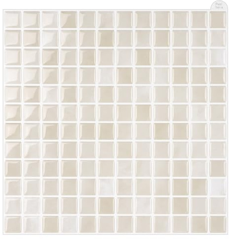 WoStick 3D Mosaic Tiles Self Adhesive Tiles 10 Sheets, Vinyl Kitchen Backsplashes Wall Tiles Moroccan Mosaic Stick on Tile for Kitchen Bathroom 25.4x25.4cm