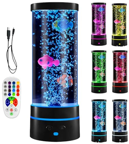 Streysisl Fish Lamp,Sensory 17 Color Changing Light,Fake Aquarium Bubble Tower Fish Tube Light - for Nursery Living Room Bedroom Desktop Shelf Cabinet Home Office