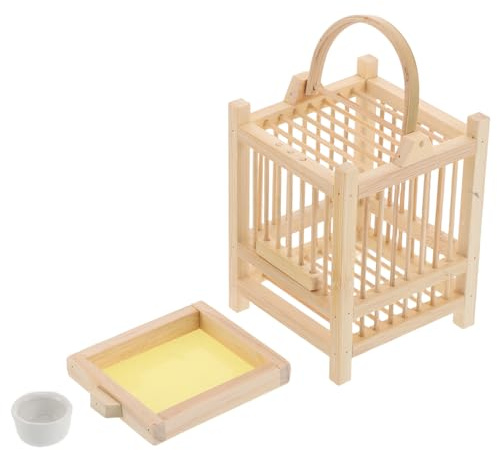Toyvian Scatola per Allevamento Insetti Ventilata in bambù 8X8X8 CM Gabbia Piccola per Grilli e Animali Domestici Habitat Protettivo e Trasportabile per Osservazione e Cura