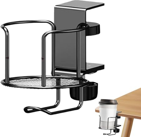 Cup Holder For Desk With A Clamp - 2-in-1 Clipboard Spill Free Iron Household Items,Teacup Holder,Suitable for Chair Sofa Bed Car Boat Classroom Office Home Game Bathroom Cruise