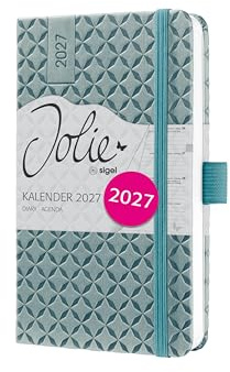 SIGEL Jolie Wochenkalender 2027 A6 mittelblau Hardcover Terminplaner | 7J132, Mit Gummiband, Stiftschlaufe, Einstecktasche, 174 Seiten, vegan, Buchkalender, Taschenkalender