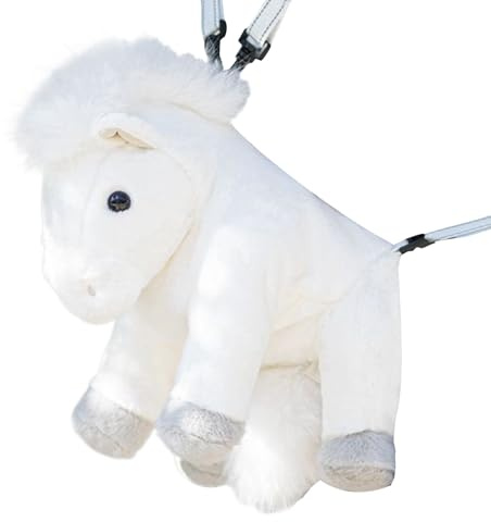 Zaino a forma di cavallo, zaino a tracolla con comode cinghie, zaino per bambini con scomparti spaziosi, attrezzatura da viaggio per viaggi, picnic, fine settimana, asilo, bianco, Refer