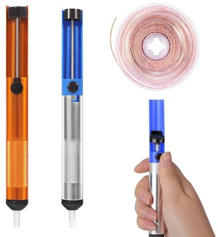 Kit profesional de 3 piezas para bomba desoldadora con malla desoldadora, extractor de soldadura de alto rendimiento de 187 mm, herramienta para eliminar soldadura en electrónica