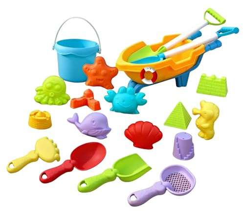 Generisch Sandspielzeug Set 19 Teile Faltbarer Sandeimer und Sandkasten Spielzeug für Strandspielzeug Kinder Mädchen Junge ab EIN Jahr mit Buddelzeug und Sandförmchen (Multicolor_A)
