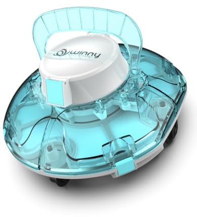 WINNY POOL CLEANER Winny 200 Poolroboter, Poolsauger kabellos mit Akku, 75 Min. Laufzeit, für Aufstellpools bis 60 m², Doppelfiltration, Automatisches Parken, Kompakt Leicht(Halbtransparentblau)