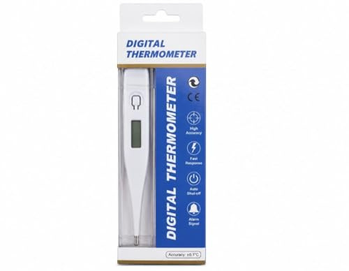 Digital Thermometer, Fast Reading, High Accuracy, LCD Display, Fever Alarm, Auto Shut-Off, for Adults and Children