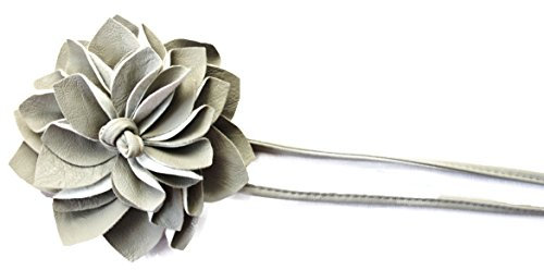 CAISHA Gürtel Hüftgürtel Wickelgürtel Leder Look mit extravaganter Blume Grau WG9