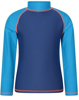 Mountain Warehouse Kids Rash Vest - UV Protection Rash Guard, Long Sleeves Childrens Rash Shirt, Flat Seams, Quick Drying, Stretch Fabric - Ideal for Swimming, Blue Teen Size 13 Years