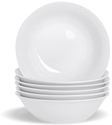 Argon Tableware 24x Classic White 18cm Cereal Bowls - Porcelain Ice Cream Ramen Oatmeal Dishes - Microwave and Dishwasher Safe