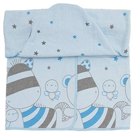 Ti TIN Asciugamano Ricamato Per Neonati con Stampa e Cappuccio Morbido e Assorbente | Asciugamano con Cappuccio Per Neonati in 100% Cotone, Colore Azzurro con Stampe, 100x100 cm