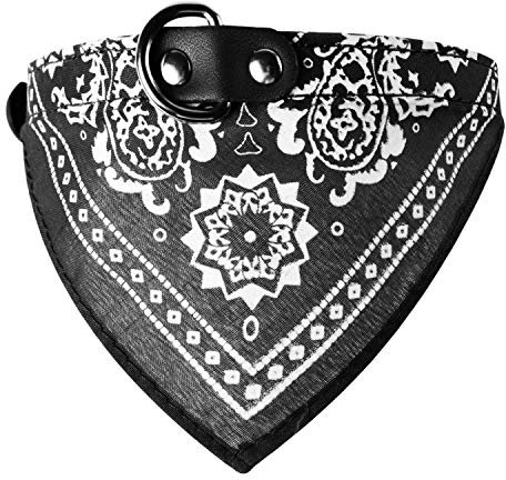 Boodtag Personalisierte Hundehalstücher, Bohemian-Druck, verstellbar, Dreieck-Halstuch, Katze, Welpen, Schals, Lätzchen (Schwarz, Größe L)