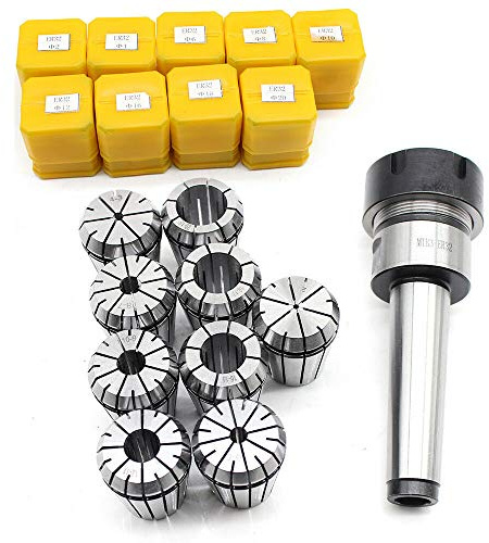 9 Stück Spannzangen Set YUNRUX MK3 M12 ER32 Spannmutter Spannzangenaufnahme Bohrfutter Hohe Klemmkraft zum Bohren Spannzangenfutter Anzugsgewinde und Aufbewahrungsbox