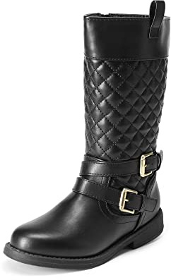 DREAM PAIRS Girls Knee High Riding Boots,Black,1 Little Kid