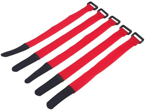 5Pcs Adjustable Bike Handlebar Tie Straps, Heavy Duty Hook & Loop Cycling Straps for Air Pump Light Cable Management(Red)