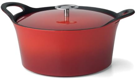 CUISINOX - Vulkan – runder Schmortopf 20 cm mit Deckel – 1,6 l – Gusseisen, emailliert – für alle Herdarten einschließlich Induktion geeignet – ohne PTFE und PFOA – Rot