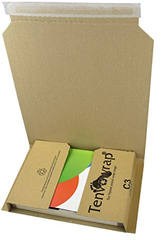 Triplast C3 Tenvowrap Book Postal Wraps 280x205x(0-70) mm Strong Cardboard Mailers (Pack of 10)