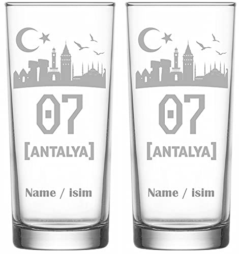 Raki Gläser mit Gravur Glas Bardagi Bardak Rakigläser mit Namen isimli hediye Türkiye Türkei 07 Antalya