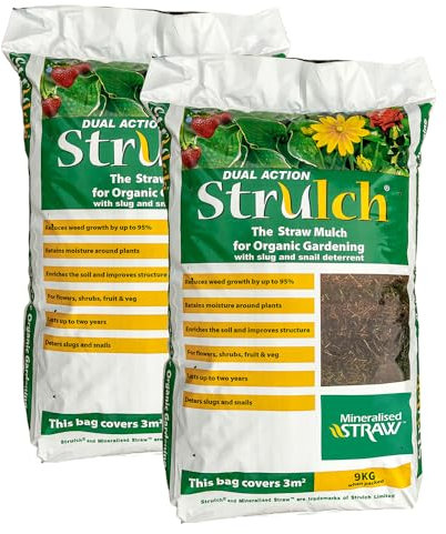 YouGarden 2 x 100L Strulch Mulch Straw Mulch in 9kg Bags, Natural Straw Mulch for Gardens Perfect as a Natural Slug and Snail Deterrent, Mulches for Gardens UK