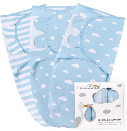 Mama Cheetah Pucksack Baby, Wickeltuch für Säuglinge (3-6 Monate), verstellbares Wickeldecke für Neugeborene, 3er-Pack Pucktuch, 100% Bio-Baumwolle Swaddle Decke | Baby-Schlafsack, GOTS- und Öko-Tex-zertifiziert, Pucktuch, 3–6 Monate, für Jungen und Mädchen, 3 Stück Mama Cheetah