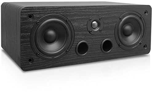 PyleUsa Center Channel Speaker Wooden Center Channel Speaker with Dual 4-Inch Woofer and Silk Dome Tweeter, Includes (2) 4'' High-Power Woofers, 1'' High-Temperature Voice Coil - PCS2X4,Black
