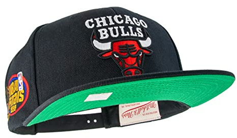 Mitchell & Ness Top Spot HWC Bulls Keps& Damer/Herrar - flat brim hatt basebollkeps NBA cap Snapback, med skärm, skärm Höst Sommar Vår Vinter Sommar-Vinter - One Size svart
