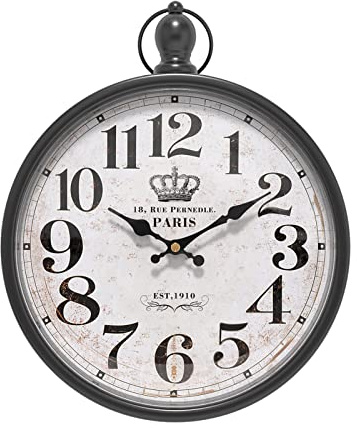 Menterry Small Retro Round Wall Clock. Black Vintage Antique Style Wall Clocks. Battery Operated Silent Wall Clocks for Farmhouse,Bathroom,Kitchen,Bedroom,Office, (11.8 H x 9.3 W)