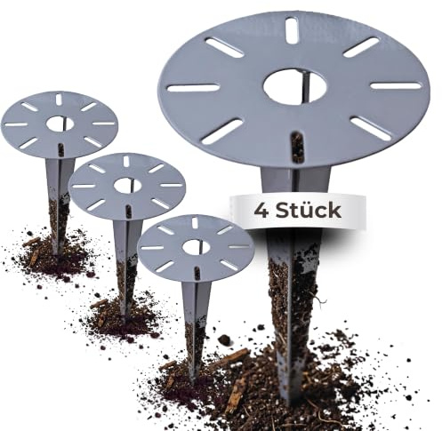 Novatool 4 x Gartenspies Ø 15,5 x H 30,5 cm verzinkt I Erdnagel für Lampen Bodenhülse Erdanker I Gartenspiess Sonnenschirm Gartenzubehör Steckdosensäulen I Bodenanker Erdbefestigung Stahl