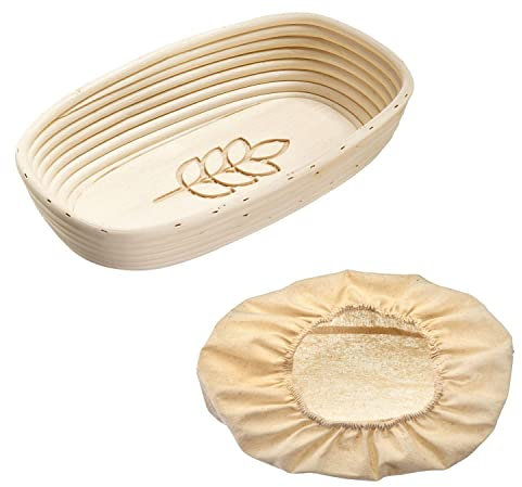 Westmark cestino di lievitazione, cestino di lievitazione ovale + coperture, con spiga, canna da vimini/cotone, beige chiaro/beige, 3235227B