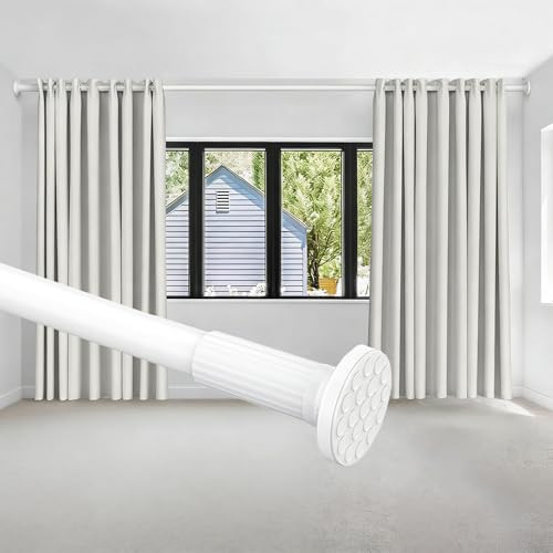 Teleskopstange ohne Bohren 178-227 cm, Ø32mm Klemmstange für Gardinen | Gardinenstange Ohne Bohren, Duschstange zum Klemmen für Fenster, Raumteiler, Balkon und Küche. einfache Montage (Weiß)