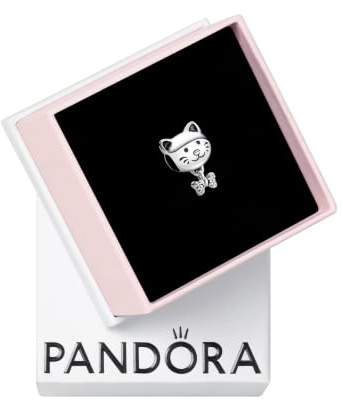PANDORA Katze & Schleife Charm aus Sterling Silber mit Zirkonia - Kompatibel Moments Armbänder