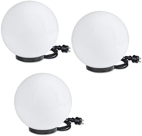 Kugelleuchten Ø 30 cm 3er Set inkl.3m Anschlußkabel Kugellampen IP44 witterungsbeständig E27 Aussenleuchte Garten Deko 230V