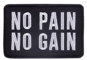Elitex Training Bestickter Aufnäher mit Haken- und Schlaufenrückseite – No Pain No Gain – Aufnäher für Rucksäcke und Westen Cross-Training und Fitnessstudio