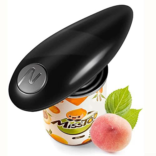 HEIBTENY Abrelatas eléctrico, abrelatas automático, ayudante de cocina automático, borde liso, portátil, sin manos, corte seguro y suave