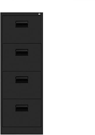 Panana Heavy Duty File Cabinet Metal Storage 4Drawer Organizer Document Sundries Storage Lockable Office Case (Black)