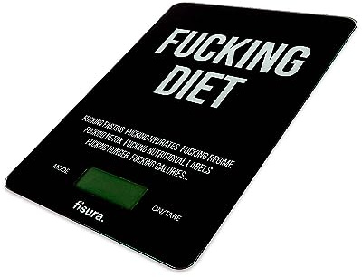 FISURA - Balance de cuisine numérique violette avec motif vichy Balance électronique originale 5kg/11lbs. Fonction Tare avec Précision. Verre et ABS. 15 x 22 (Diet, noir)