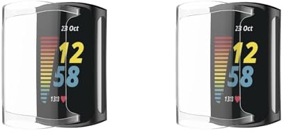 2 Pack Case Compatible with Fitbit Charge 6 with Screen Protector, Flexible TPU Shockproof Scratch Proof Cover Case for Fitbit Charge 5/Charge 6 Activity Tracker (Clear/Clear)