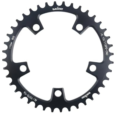 BIKECO Fahrrad Schmales breites Kettenblatt 110/130BCD 5 Schrauben Rundes Fahrradkettenblatt 36/38/40/42/44/46/48/50/52/54/56/58/60T Fahrradkettenblatt für 9 10 11 Gang Rennrad MTB (110BCD,36T)