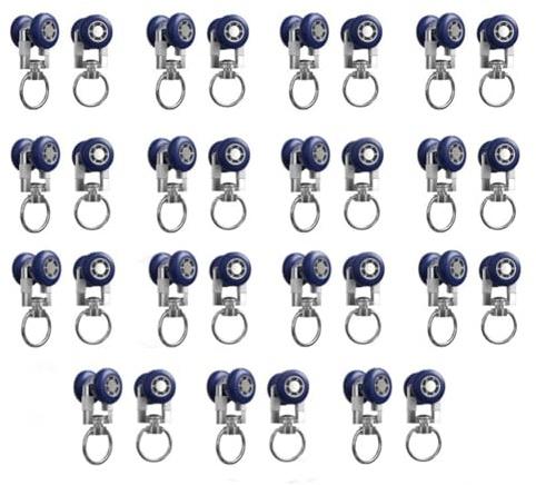 30 Pezzi Gancio per Tende Scorrevoli, Rulli per Binario Della Tenda, Scorrimento per Binari per Tende,Ruote per Guide per Tende(Blu)