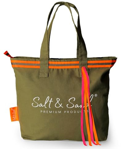 Salt & Sand Tote Bag Damen – Große Canvas Tasche mit Reißverschluss & Innentasche | Stylischer Shopper für Alltag, Shopping & Ausflüge | Beuteltasche Damen – geräumig, funktional & hochwertig