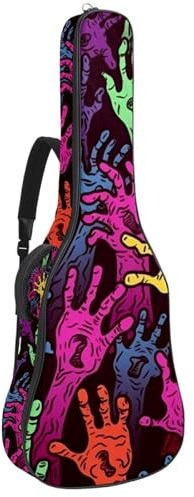 Bassgitarrentasche mit Halloween-Zombie-Handdekor 65, Akustikgitarrentasche 101,6 cm (40 Zoll) E-Gitarrenkoffer, wasserdichte Oxford-E-Gitarre, Gigbag für akustische Konzertgitarre, Ukulele,