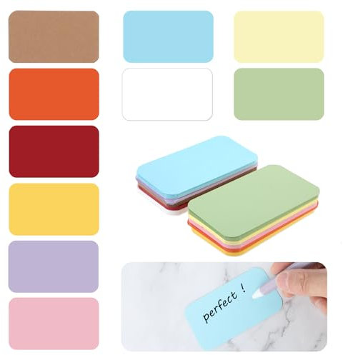 YUXIANLB 100 Stück Kleine Blanko Papier Nachrichtenkarten Farbige Blanko Karteikarten 8,9 X 5,1 Cm Visitenkarten Doppelseitige Mini Notizkarte Für Scrapbooking DIY Geschenkanhänger Etikett