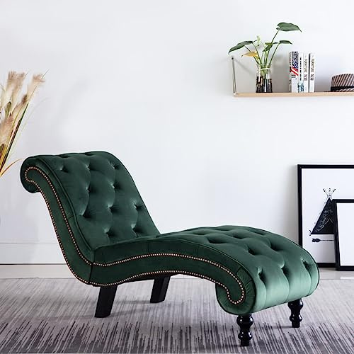 Hommdiy Chaiselongue Relaxliege Liegestuhl Relaxsessel Loungesessel Sesselliege Liegesessel Komfortliege Recamiere Lounge Wildleder-Optik Grün