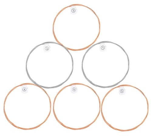 NULYLU Gitarrensaiten für Folk Gitarren 6 Stück aus Kohlenstoffstahl Brillanter Klang Besserer Griff Langer Sustain
