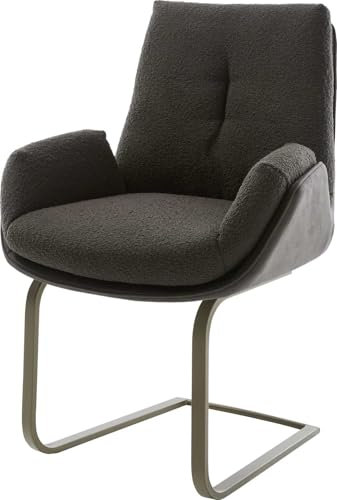 DELIFE Schwingstuhl Clea-Flex Freischwinger flach Effektfinish Titan Materialmix Schwarz