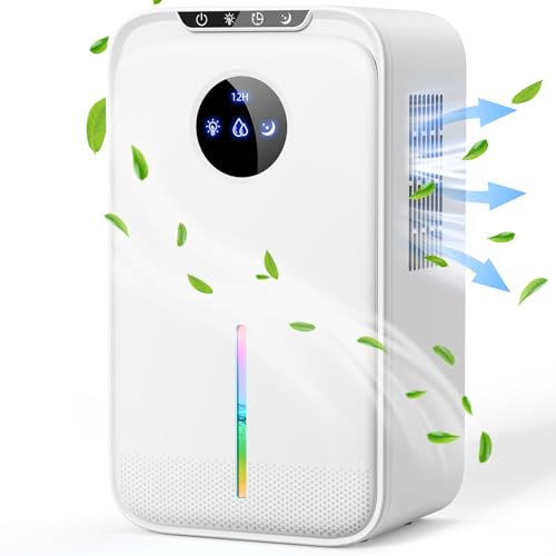 Luftentfeuchter Elektrisch, 2.5L Entfeuchter Elektrisch mit Funktion Abtauen & Automatische Abschaltung, 8-12-24H Timer, Tragbarer Raumentfeuchter Leiser Schlafmodus, Dehumidifiers Ideal für Keller RV
