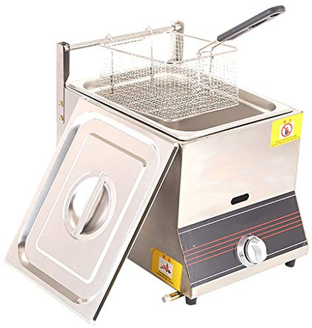 Heihe Friteuse à gaz 6L/12L Friteuse Commerciale en Acier Inoxydable Grande capacité Friteuse de comptoir Allumage par Impulsion électronique Double Panier Double réservoir