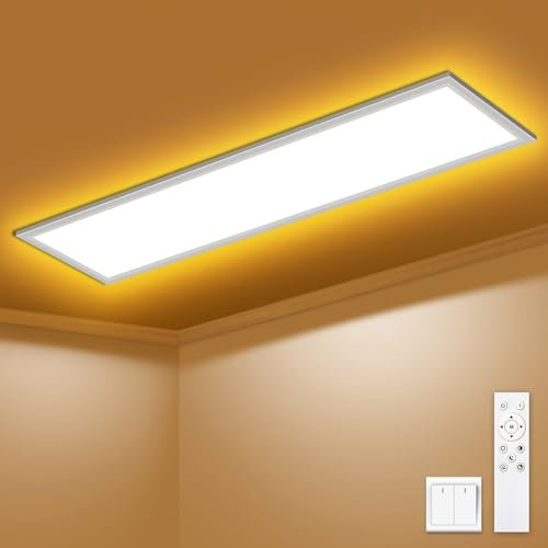 SNADER LED Deckenleuchte Dimmbar - LED Panel 100x25cm, 36W 3600LM Deckenlampe mit Fernbedienung 3000K-6500K - Nachtlicht Warm - Deckenleuchte Flach für Schlafzimmer Kinderzimmer Wohnzimme Küchenlampe